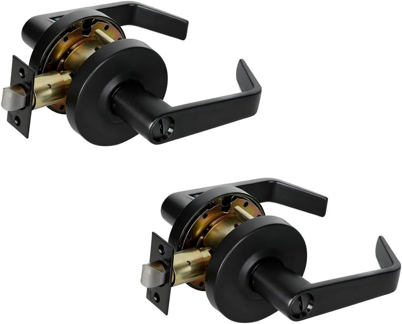 SUMBIN Ansi Grade 2 UL Fired Rated Commercial Heavy Duty Privacy Door Lever Lockset, ADA, Matt Black Finish (2 Sets Key Alike) - Image 1